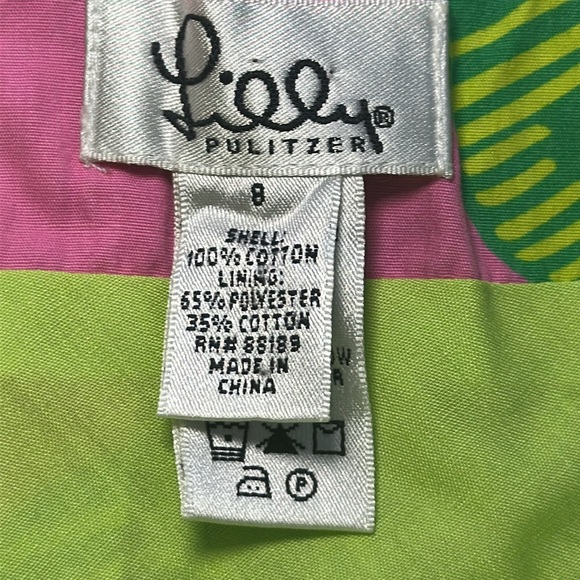 LILLY PULITZER Ingrid Vtg White Label Floral Pleated Skirt Eyelet Hem Size 8 - Picture 3 of 11